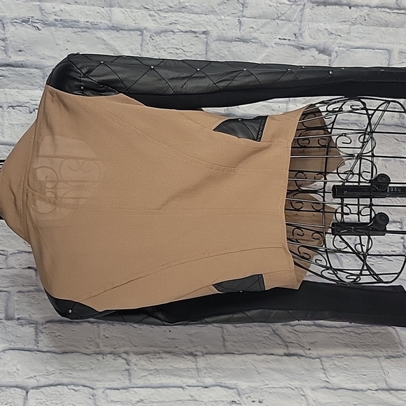 DOUBLE ZERO Lightweight Tan and Black Beaded‎ Crop Jacket Medium - Picture 6 of 7